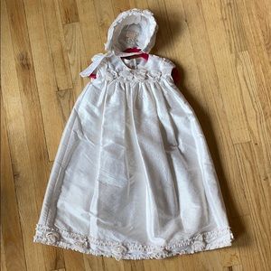 100% Silk Christening Gown and Bonnet NWT